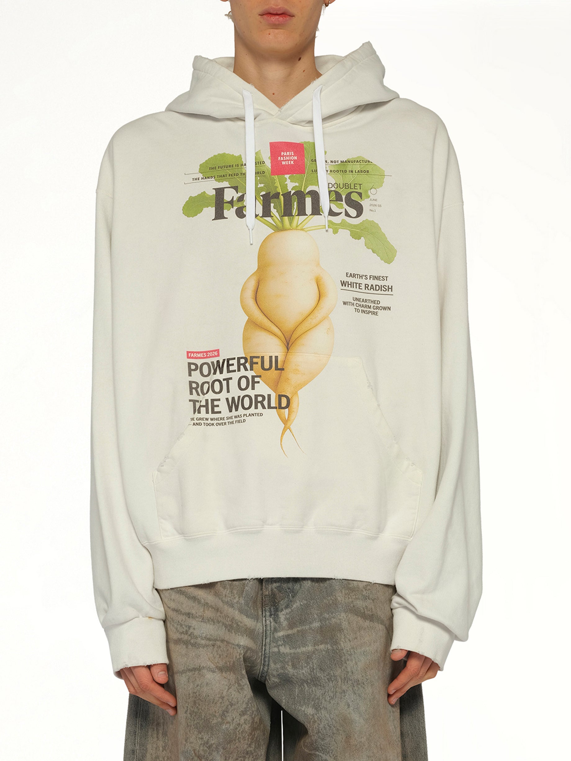 Farmes Magazine Cover Hoodie in White
