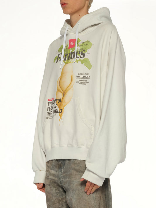 Farmes Magazine Cover Hoodie in White