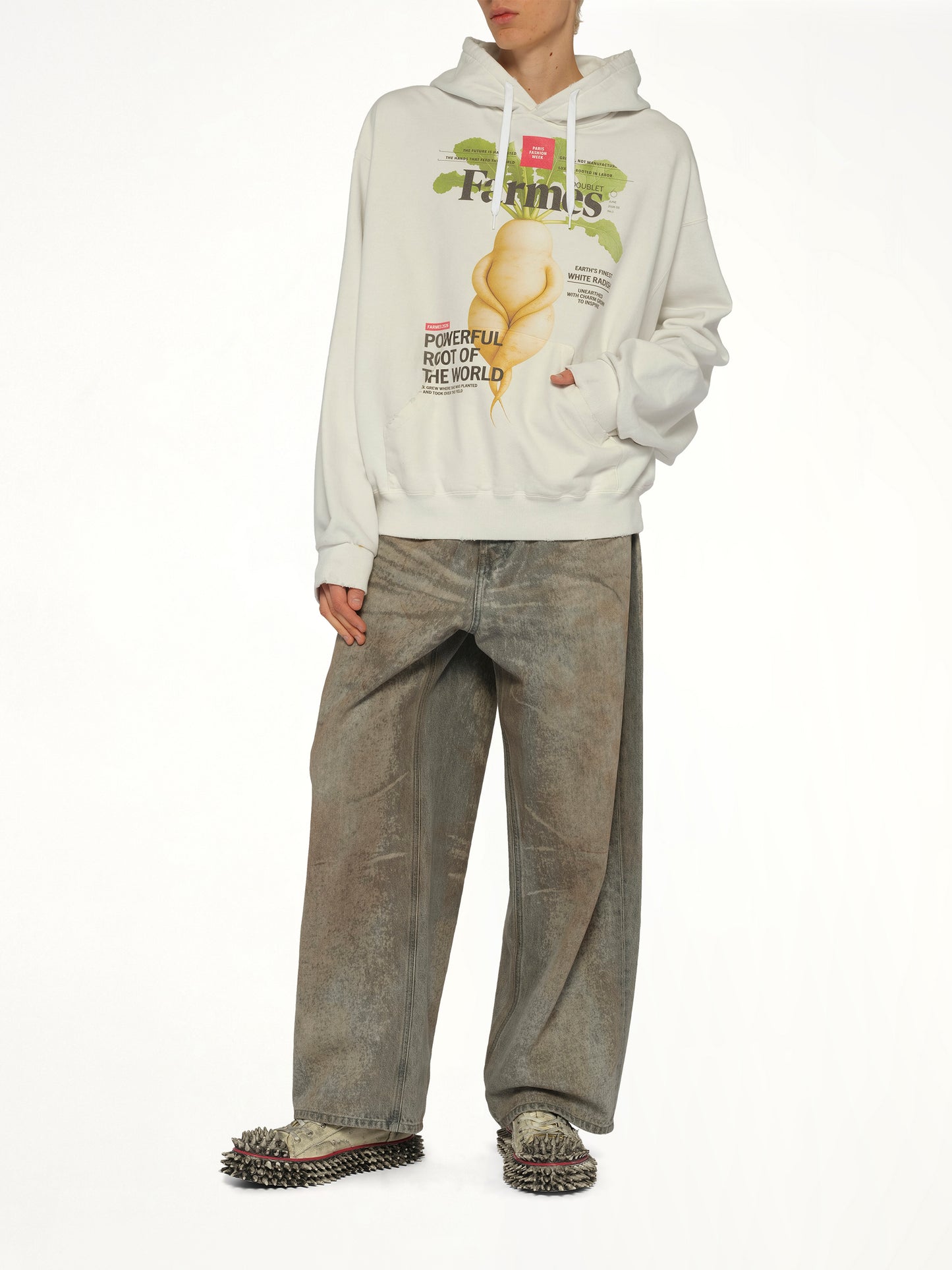 Farmes Magazine Cover Hoodie in White