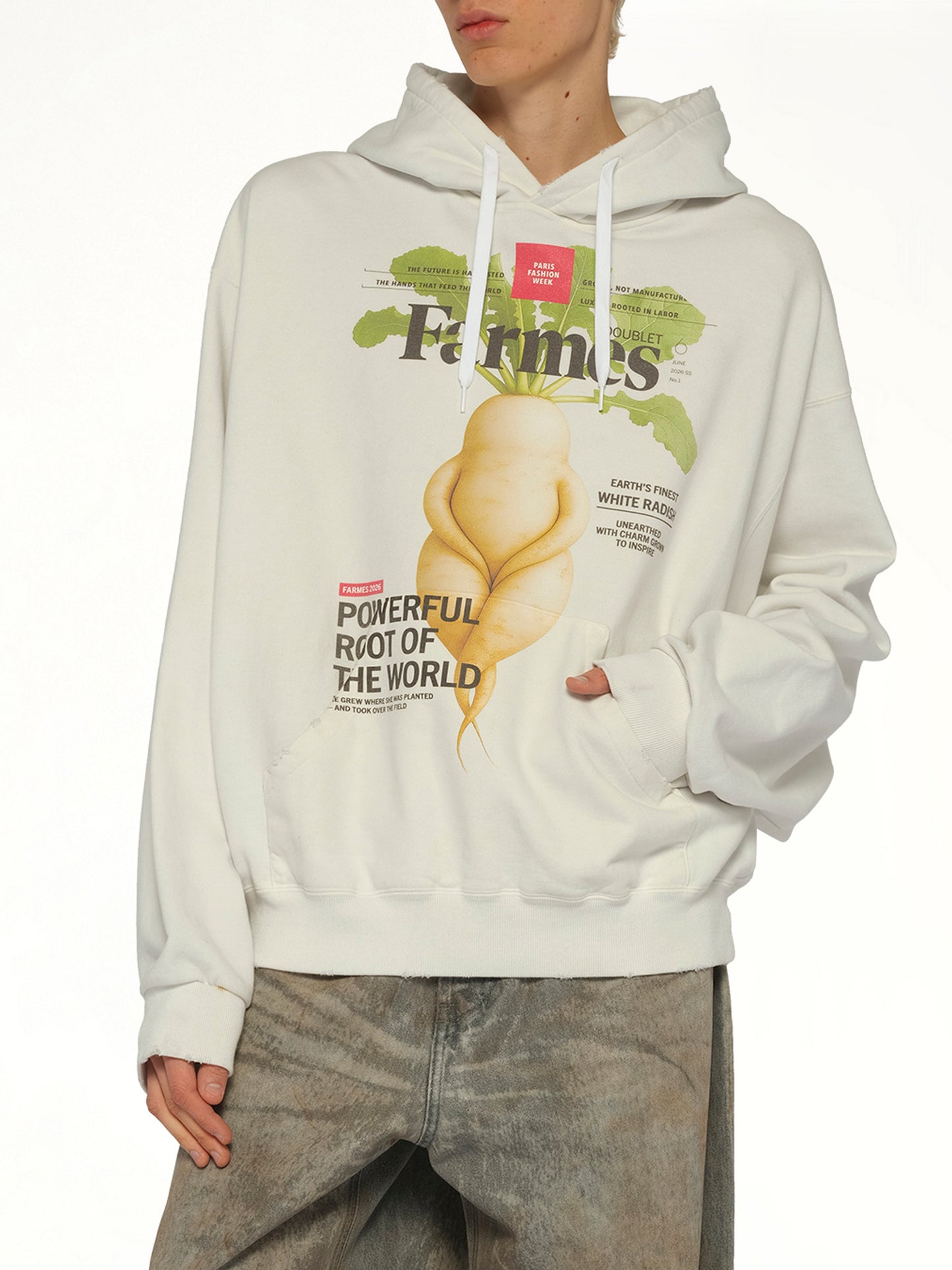 Farmes Magazine Cover Hoodie in White