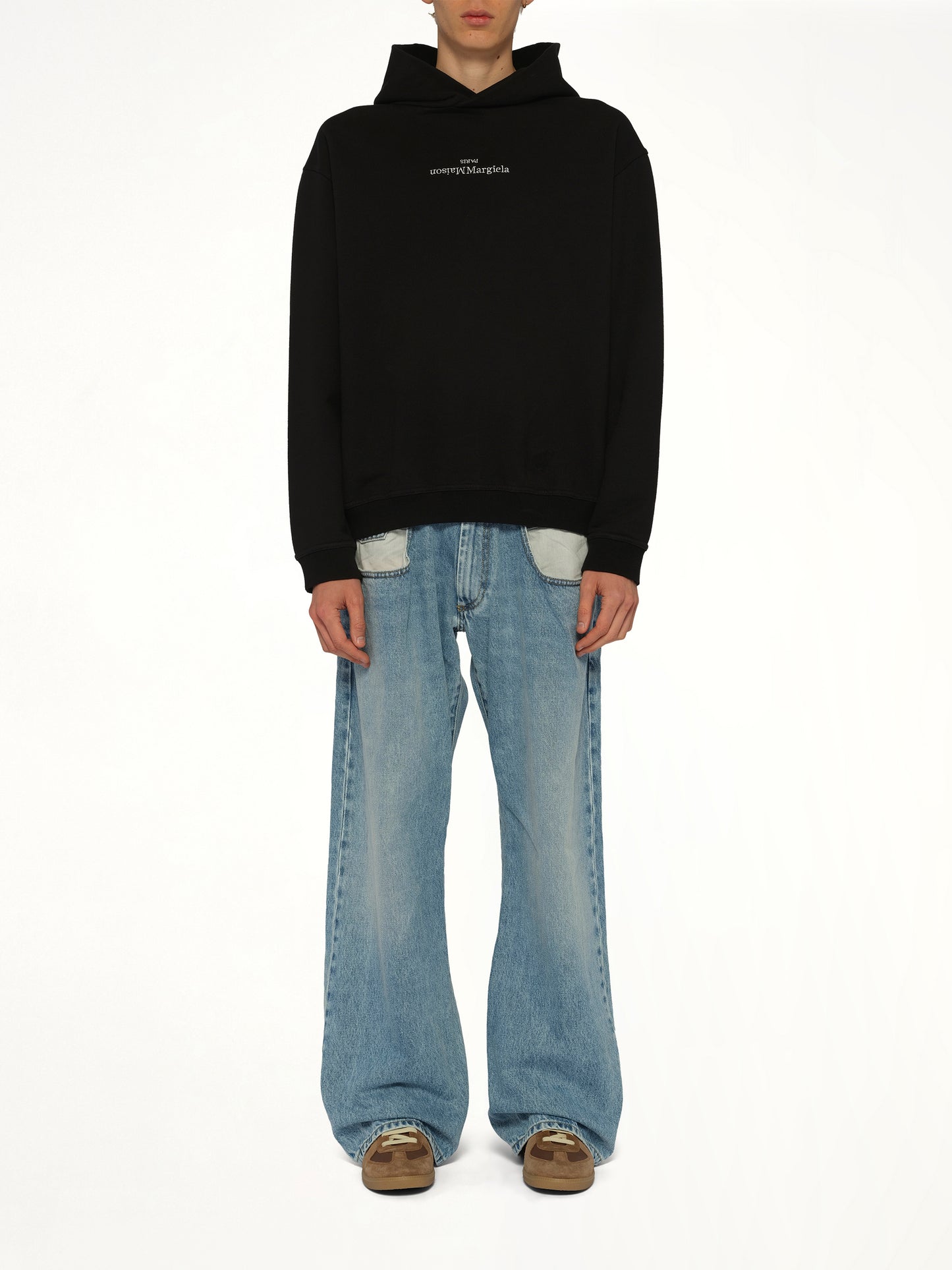 Upside Down Logo Hoodie in Black