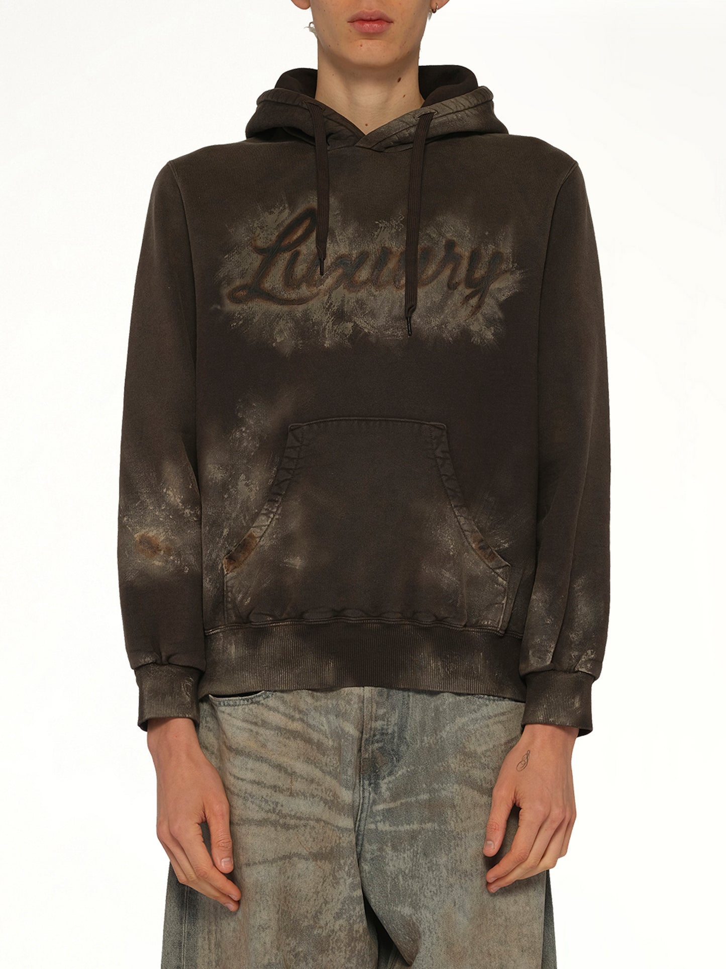 Luxuary Mud Paint Hoodie in Brown