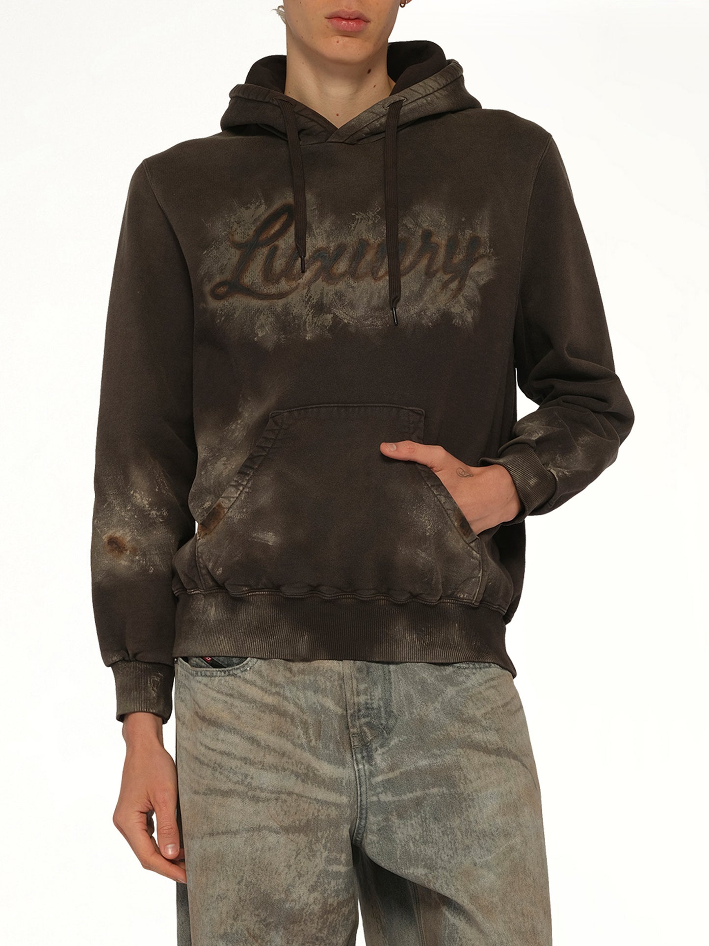 Luxuary Mud Paint Hoodie in Brown