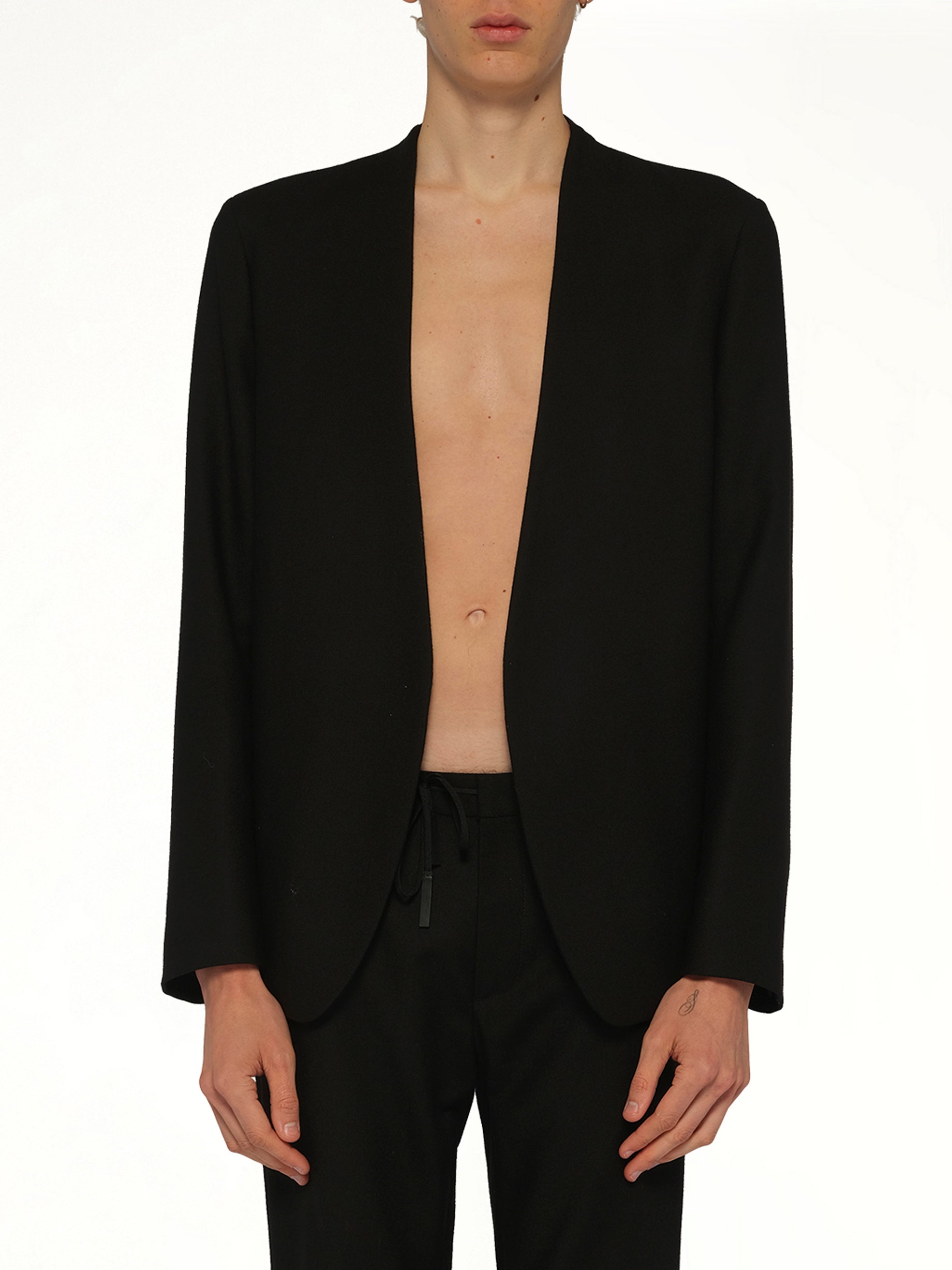 Collarless Jacket in Black