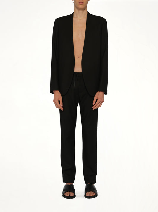 Collarless Jacket in Black