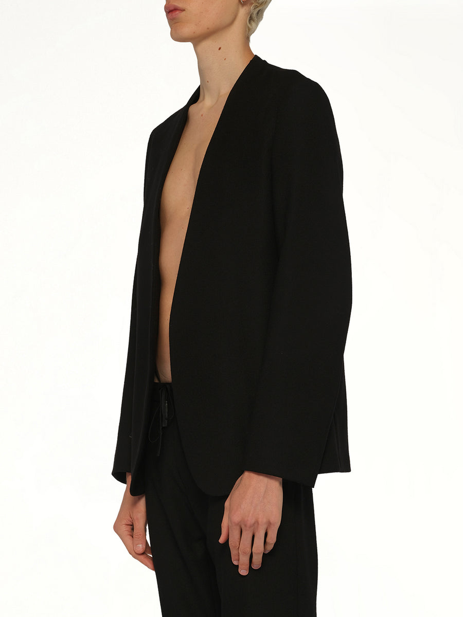 Collarless Jacket in Black