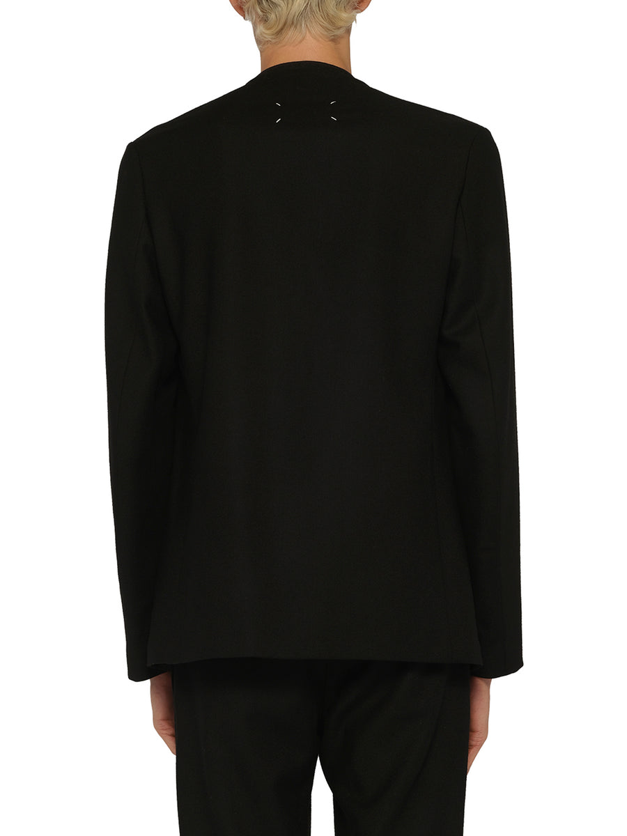 Collarless Jacket in Black