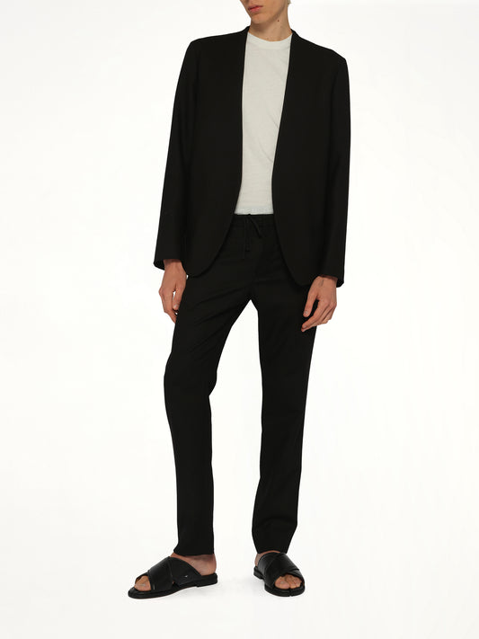 Collarless Jacket in Black