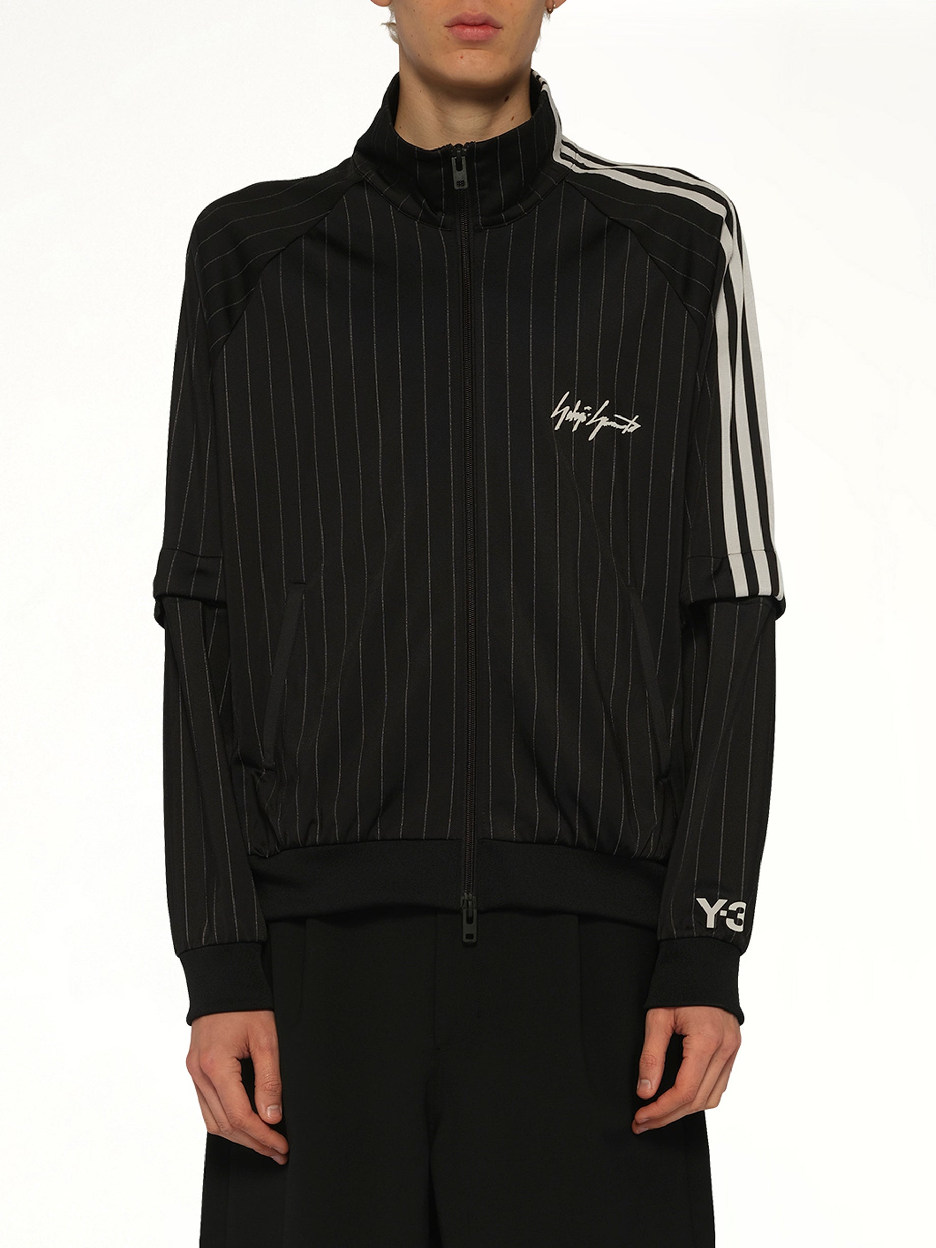 Pinstripe  Track Top in Black