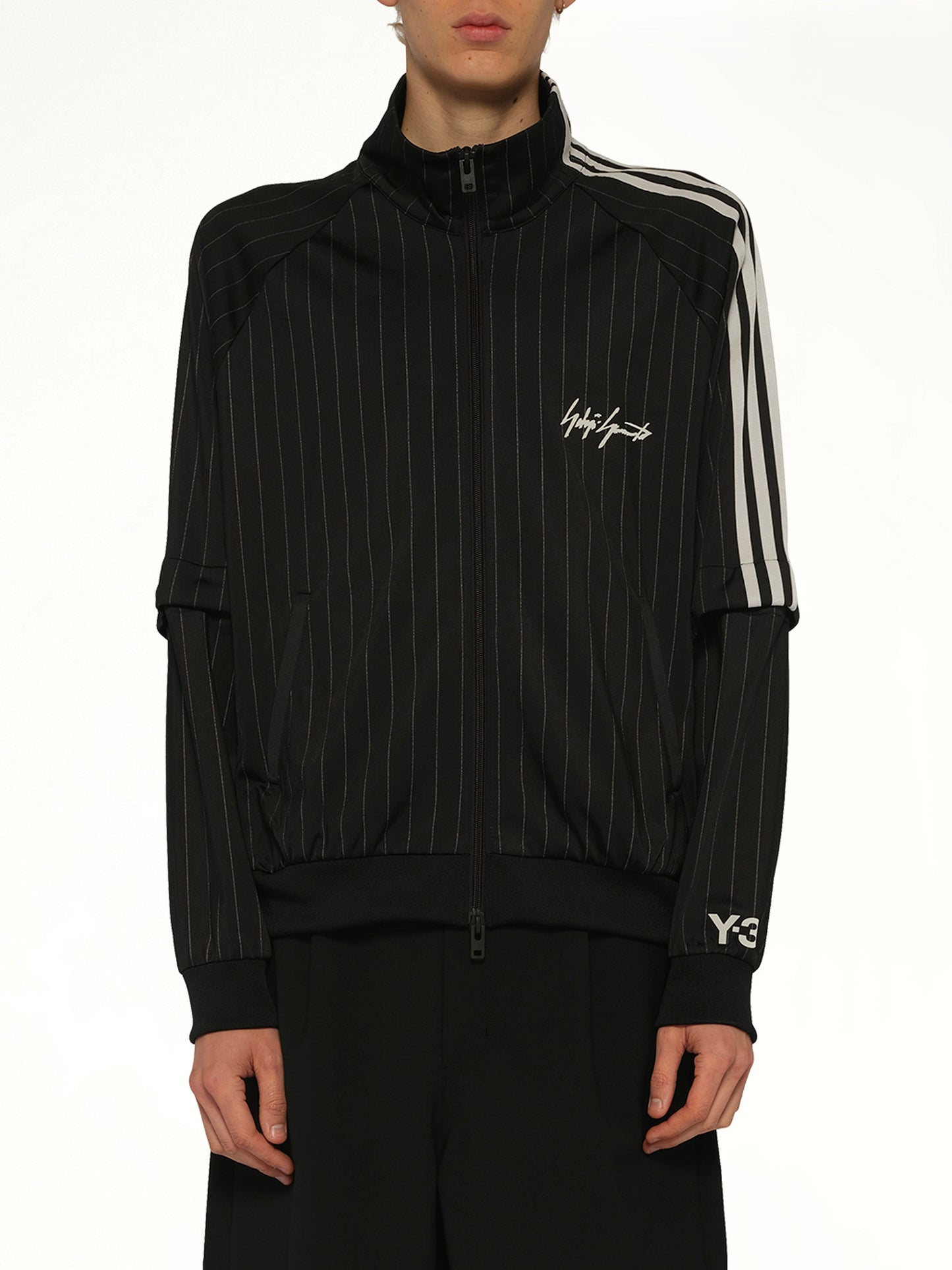 Pinstripe  Track Top in Black