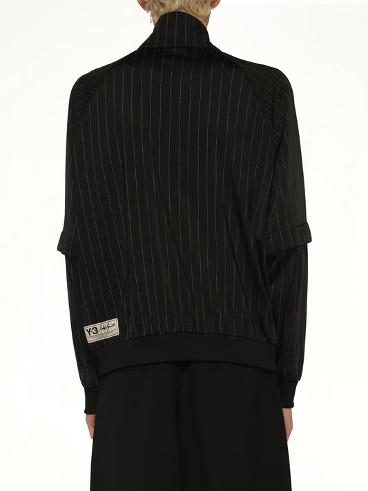 Pinstripe  Track Top in Black