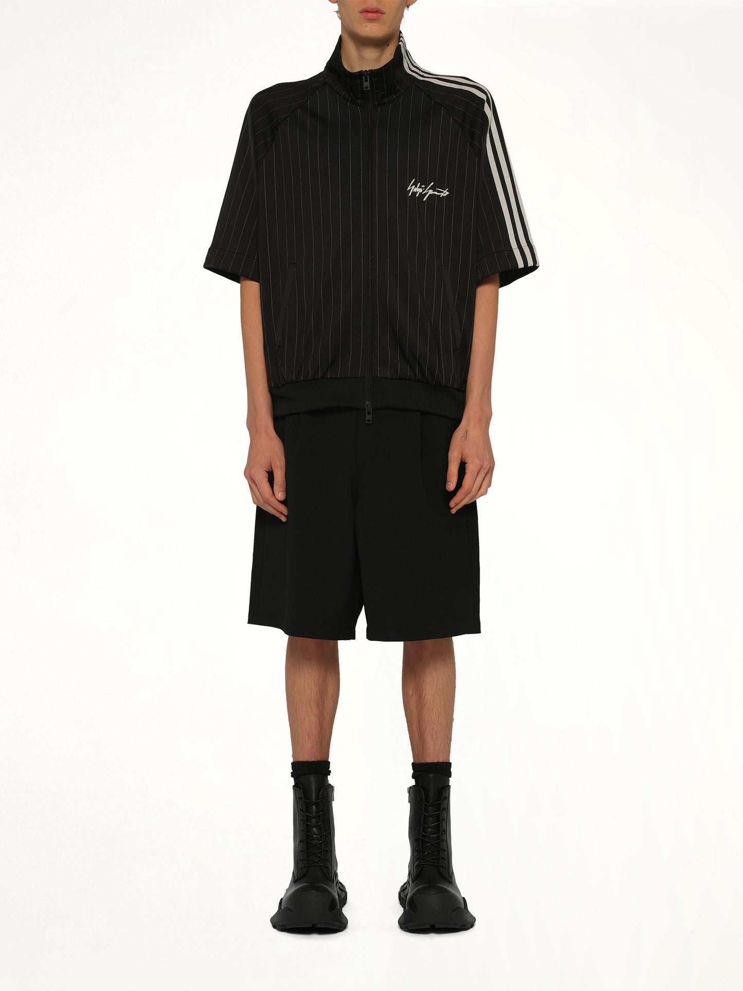 Pinstripe  Track Top in Black