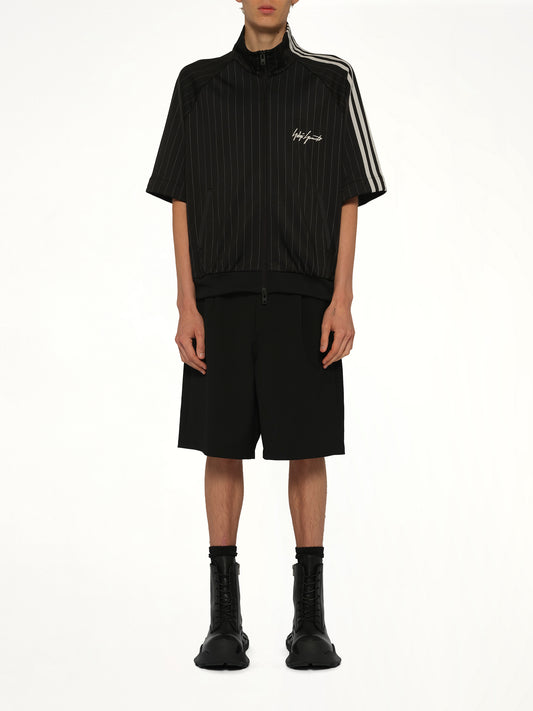 Pinstripe  Track Top in Black