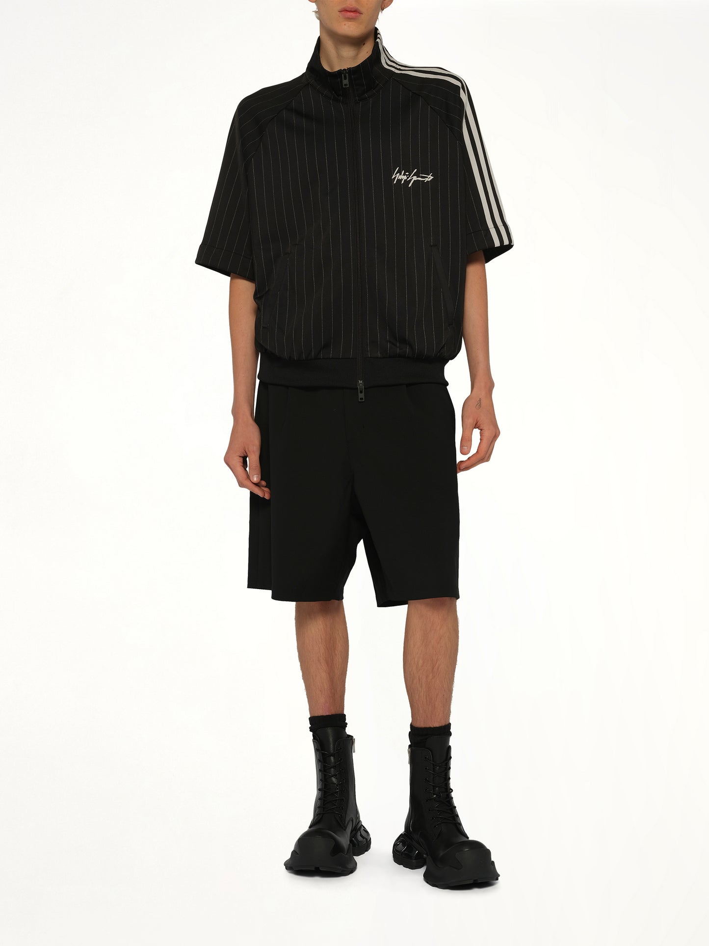 Pinstripe  Track Top in Black