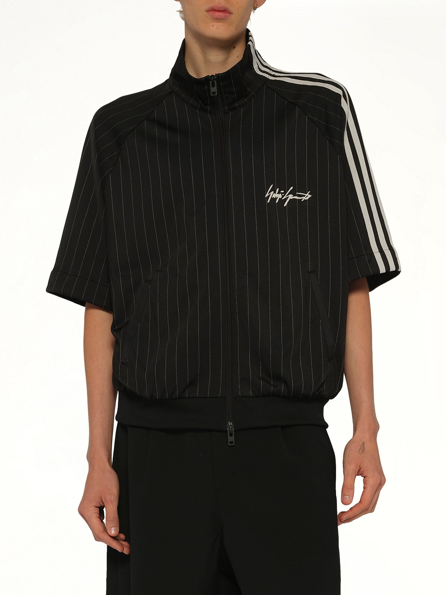 Pinstripe  Track Top in Black