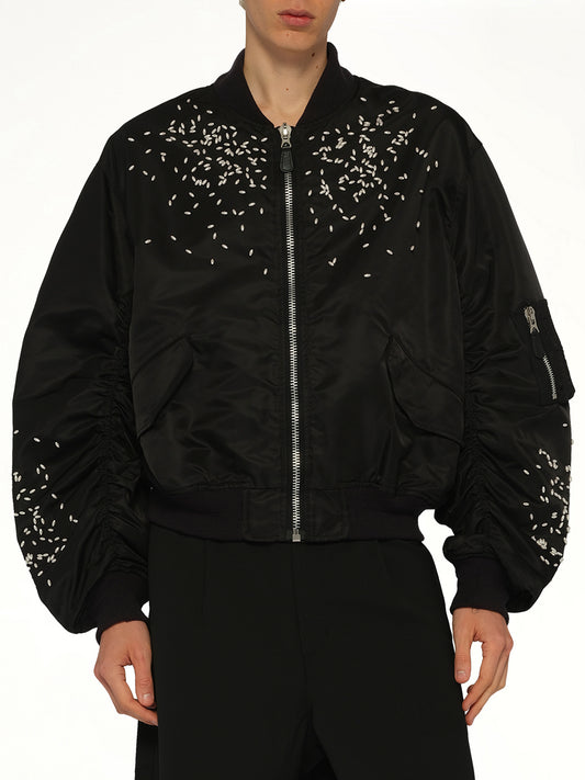 Spilled Rice Bomber Jacket in Black