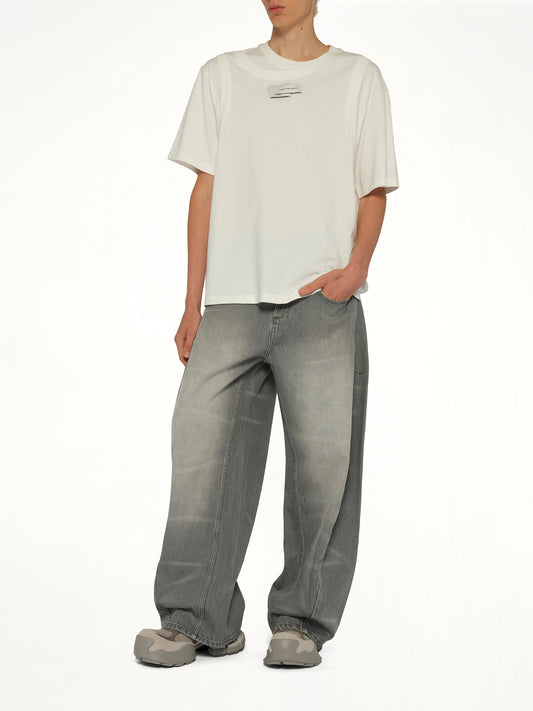 Washed Denim Trousers in Grey