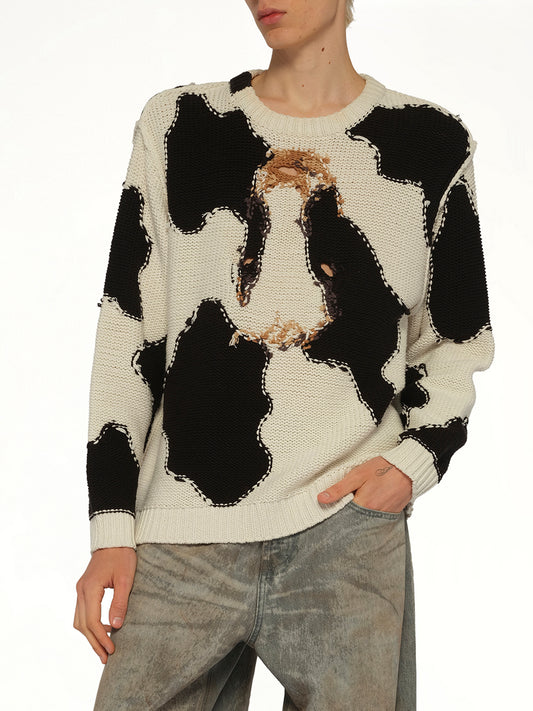 Acting Cow Knit Pullover in Ivory