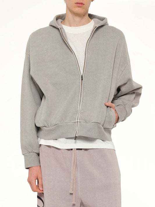 Classic Full Zip Hoodie in Smoke Grey