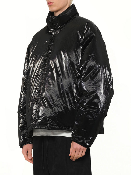 Puffer Jacket in Metallic Black