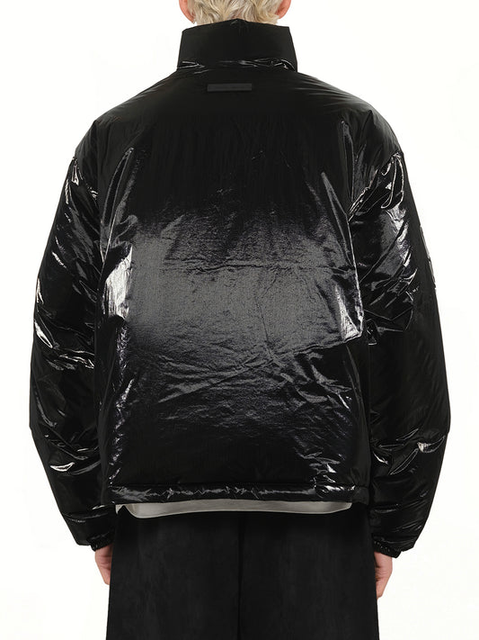 Puffer Jacket in Metallic Black