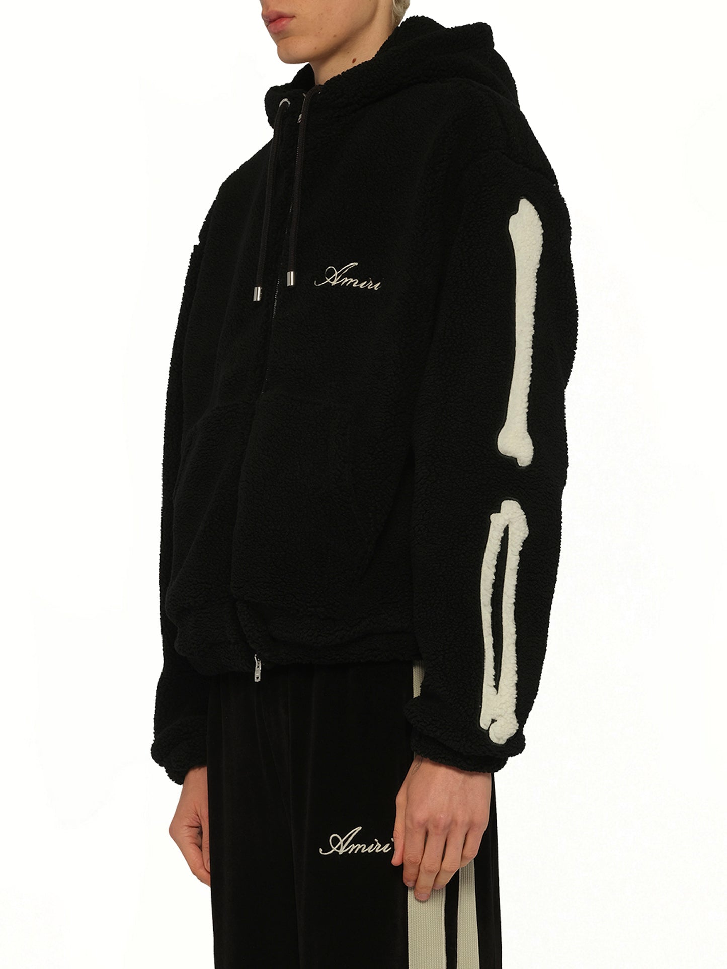 Bones Fleece Zip Hoodie in Black