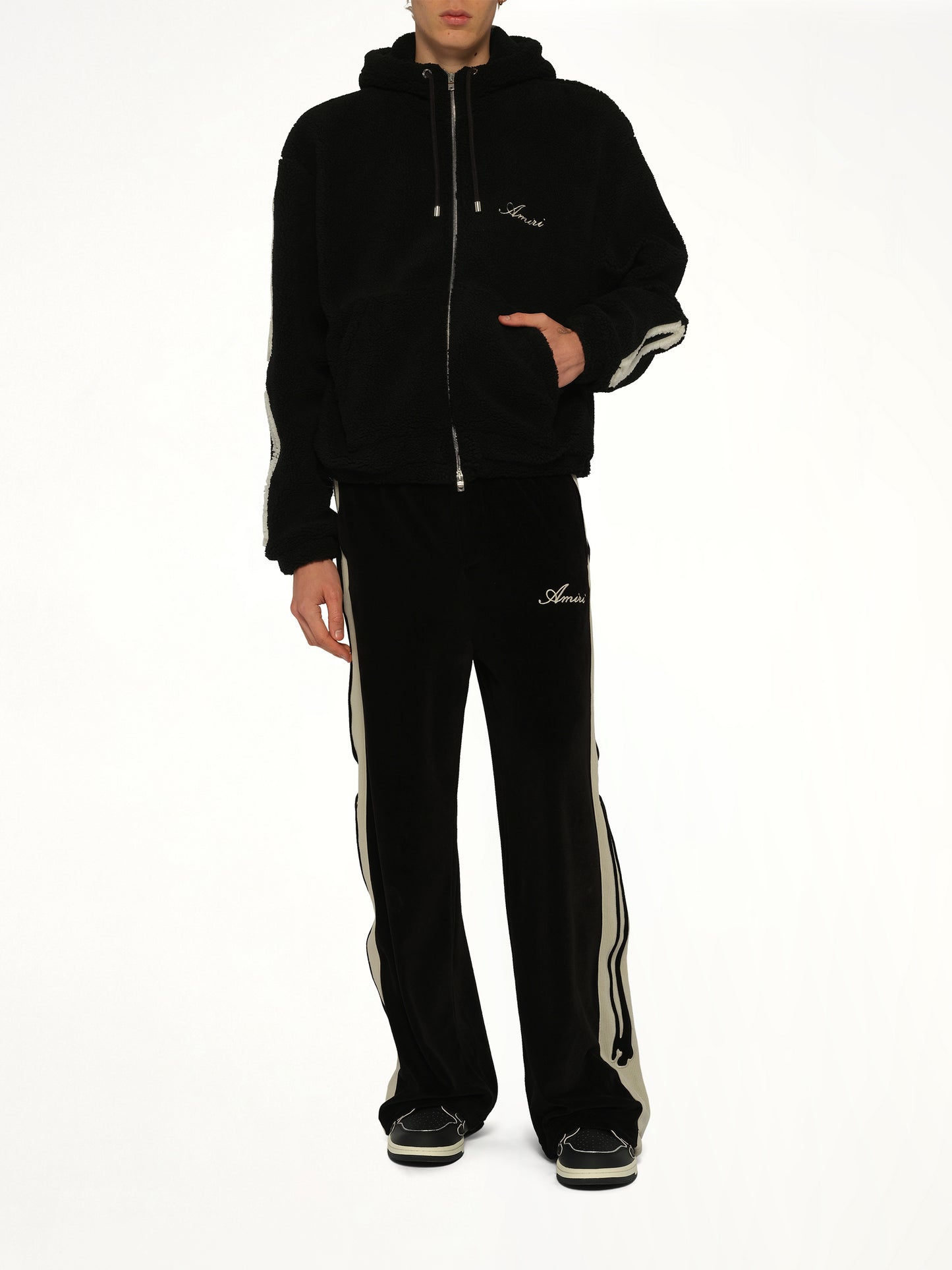 Bones Fleece Zip Hoodie in Black