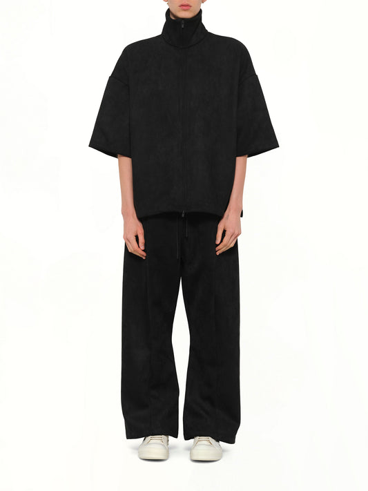 High Neck 3/4 Sleeve Jacket in Vintage Black