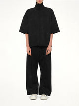 High Neck 3/4 Sleeve Jacket in Vintage Black