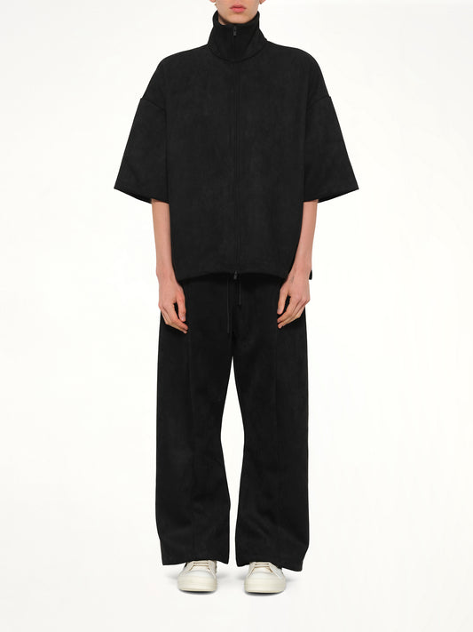 High Neck 3/4 Sleeve Jacket in Vintage Black