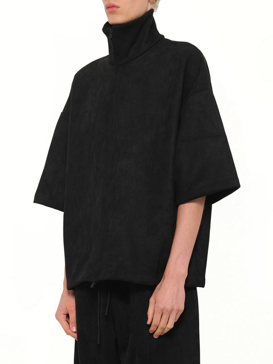 High Neck 3/4 Sleeve Jacket in Vintage Black