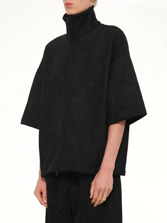 High Neck 3/4 Sleeve Jacket in Vintage Black