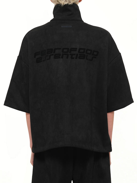 High Neck 3/4 Sleeve Jacket in Vintage Black