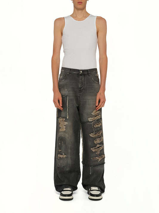 Carpenter Repaired Baggy Jean in Crafted Black