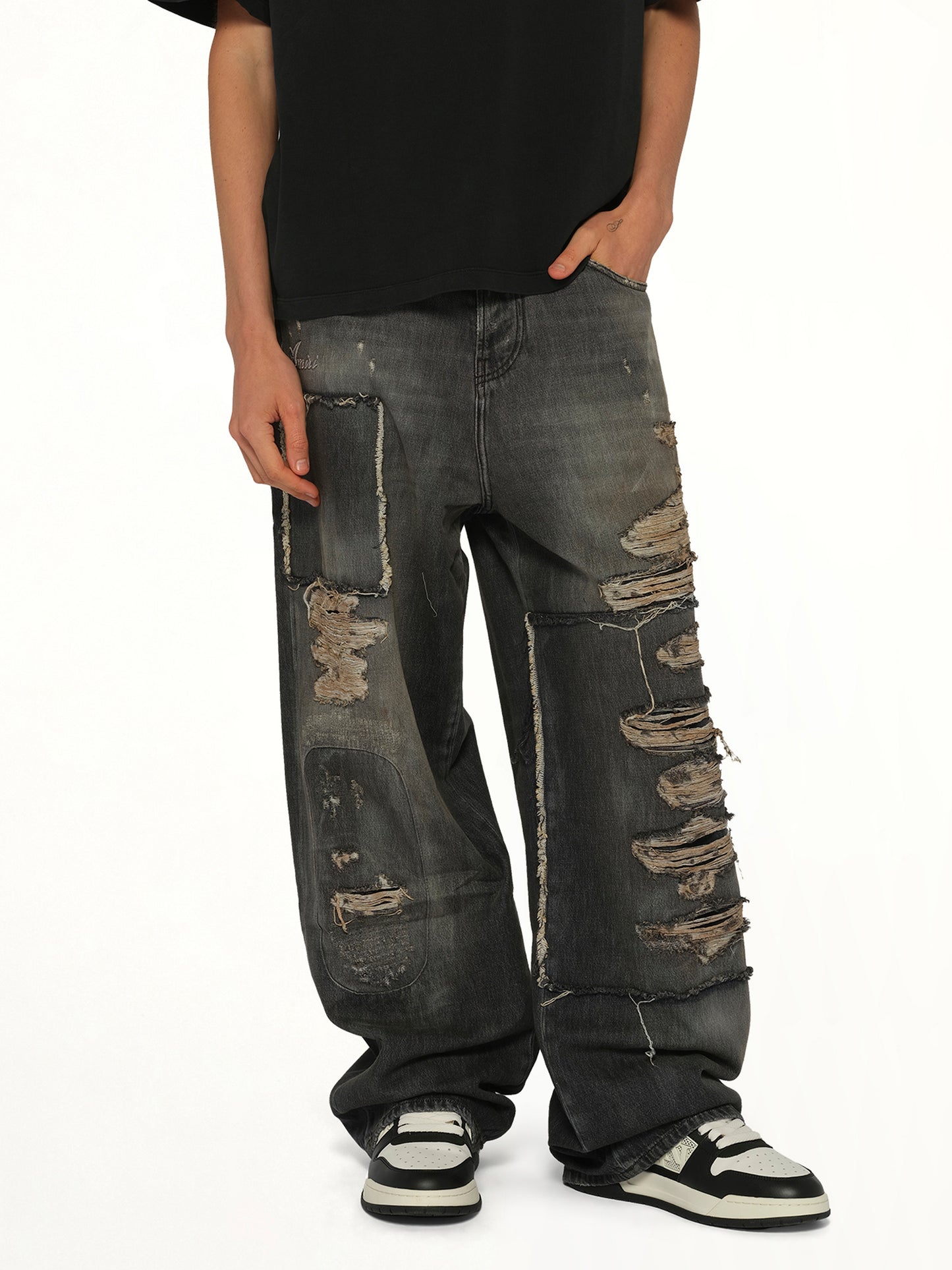 Carpenter Repaired Baggy Jean in Crafted Black