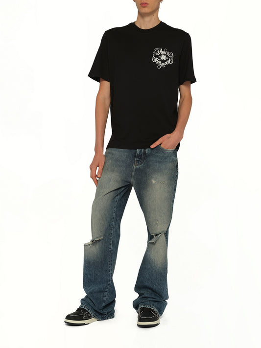 Slashed Boot Cut Jean in Denim Lapis