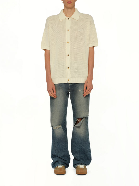 Amiri Crochet Mesh Shirt in Ivory