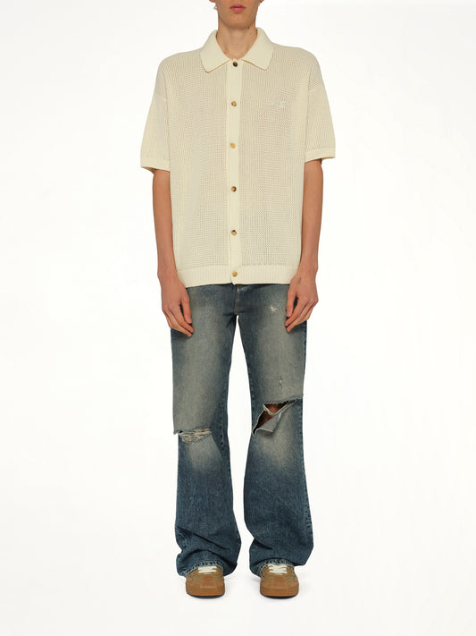 Amiri Crochet Mesh Shirt in Ivory