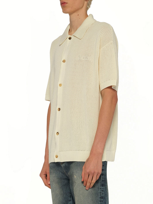 Amiri Crochet Mesh Shirt in Ivory