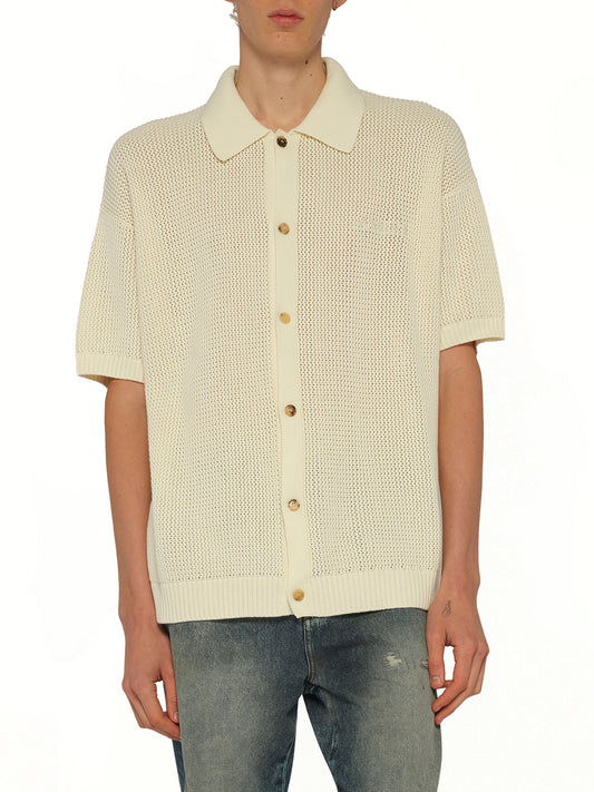 Amiri Crochet Mesh Shirt in Ivory