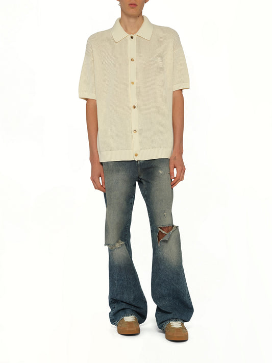 Amiri Crochet Mesh Shirt in Ivory