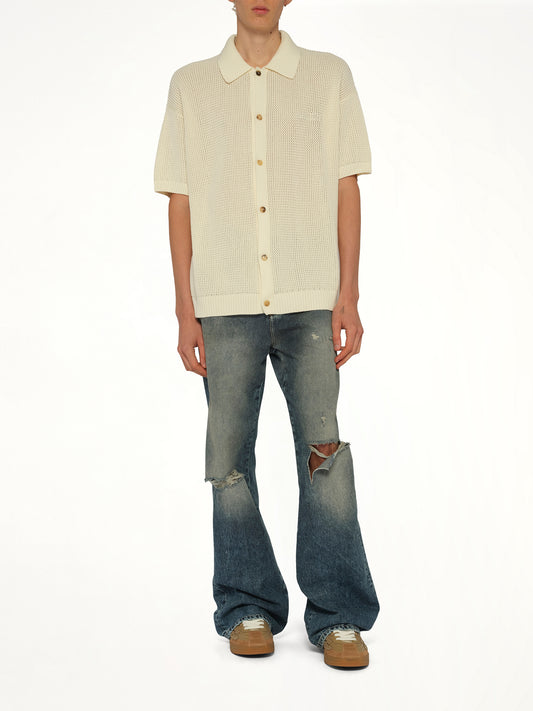 Amiri Crochet Mesh Shirt in Ivory