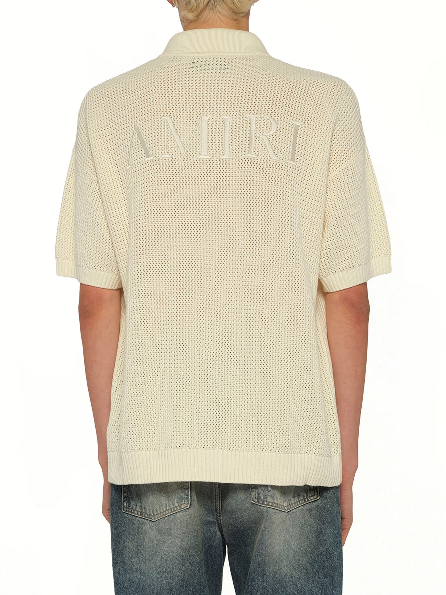 Amiri Crochet Mesh Shirt in Ivory
