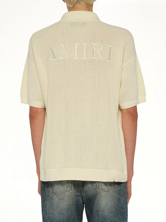 Amiri Crochet Mesh Shirt in Ivory