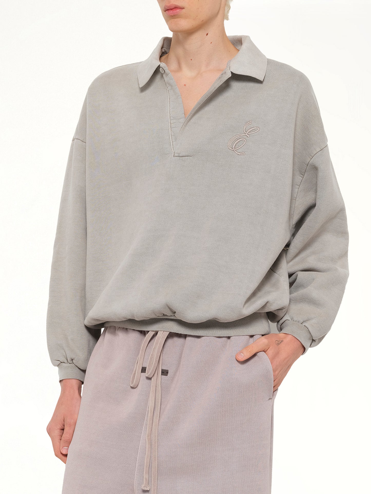 Classic Polo Sweatshirt in Smoke Grey