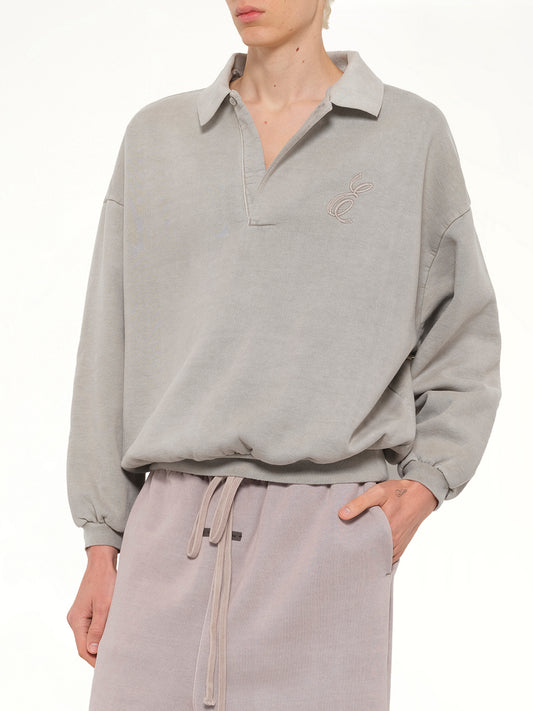 Classic Polo Sweatshirt in Smoke Grey