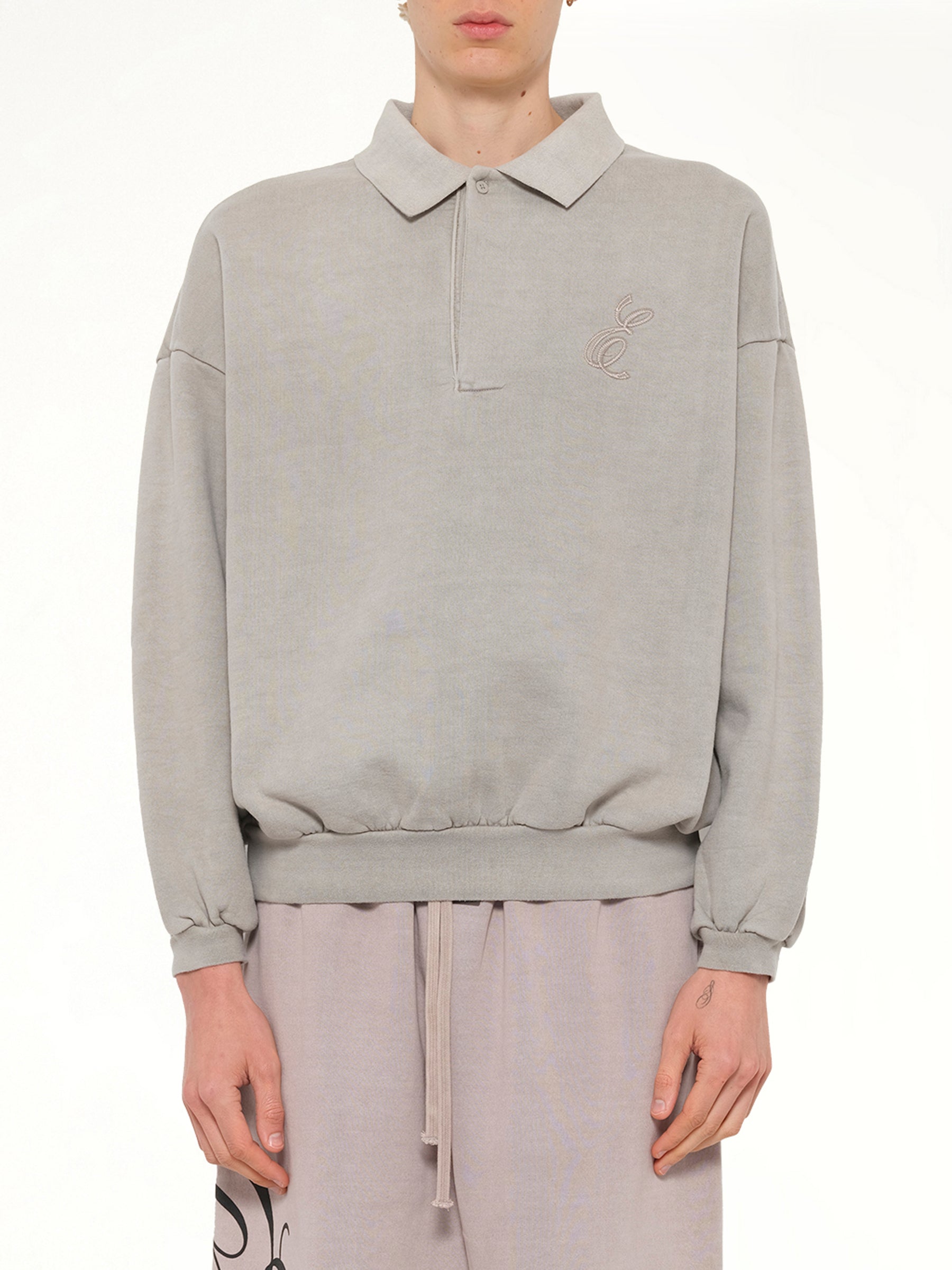 Classic Polo Sweatshirt in Smoke Grey