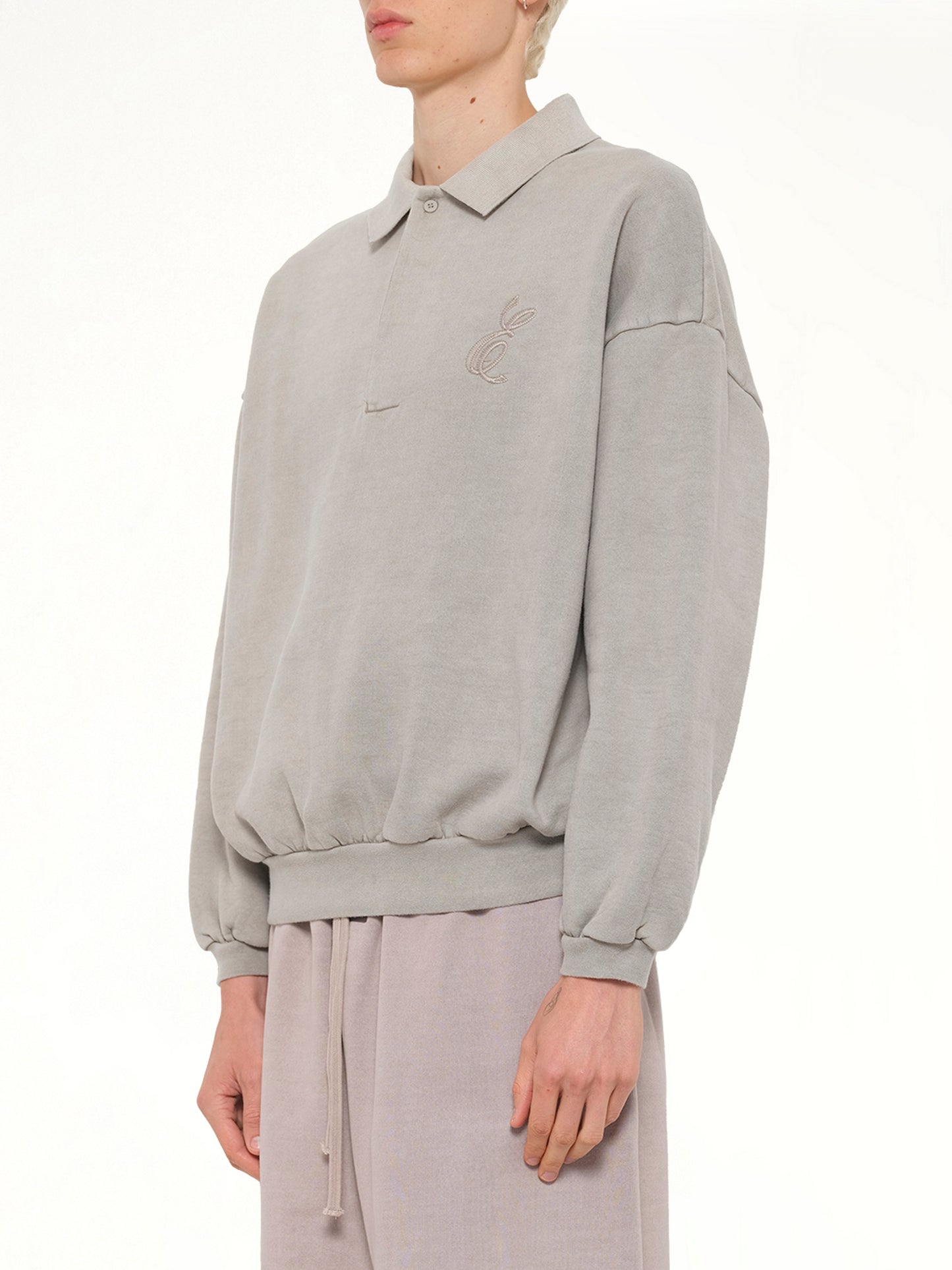Classic Polo Sweatshirt in Smoke Grey