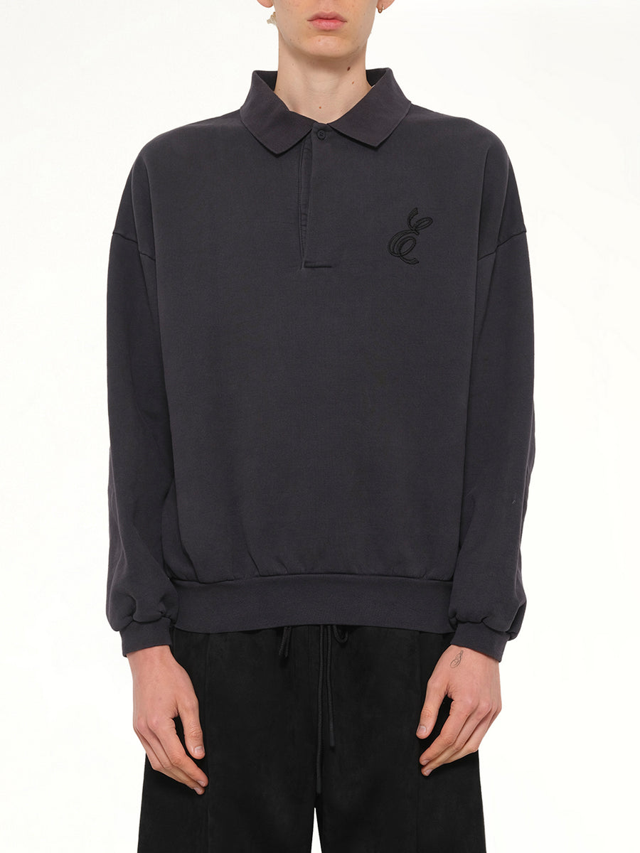 Classic Polo Sweatshirt in Vintage Black