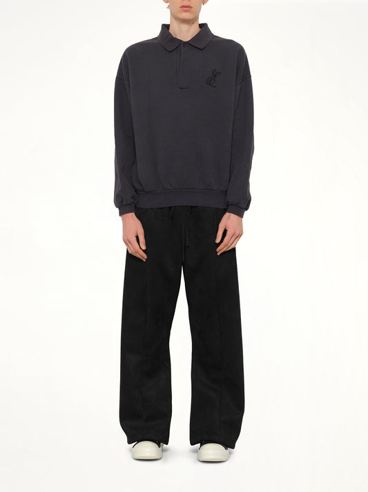 Classic Polo Sweatshirt in Vintage Black
